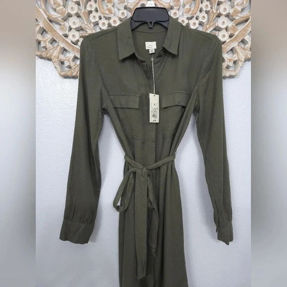 NWT A New Day Olive Green Collared Dress - Picture 2 of 9